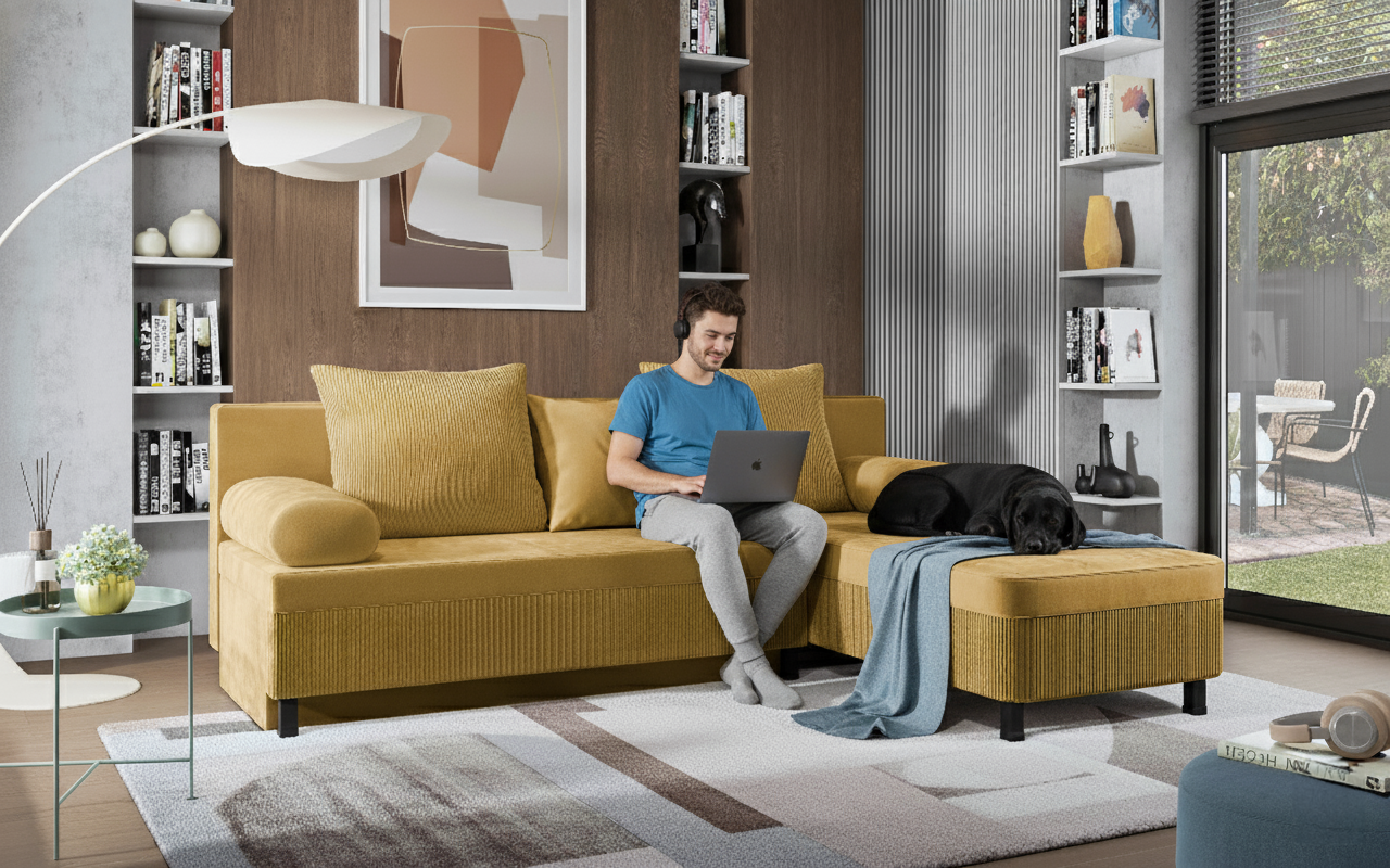 Coltar extensibil Delano, mustar  3